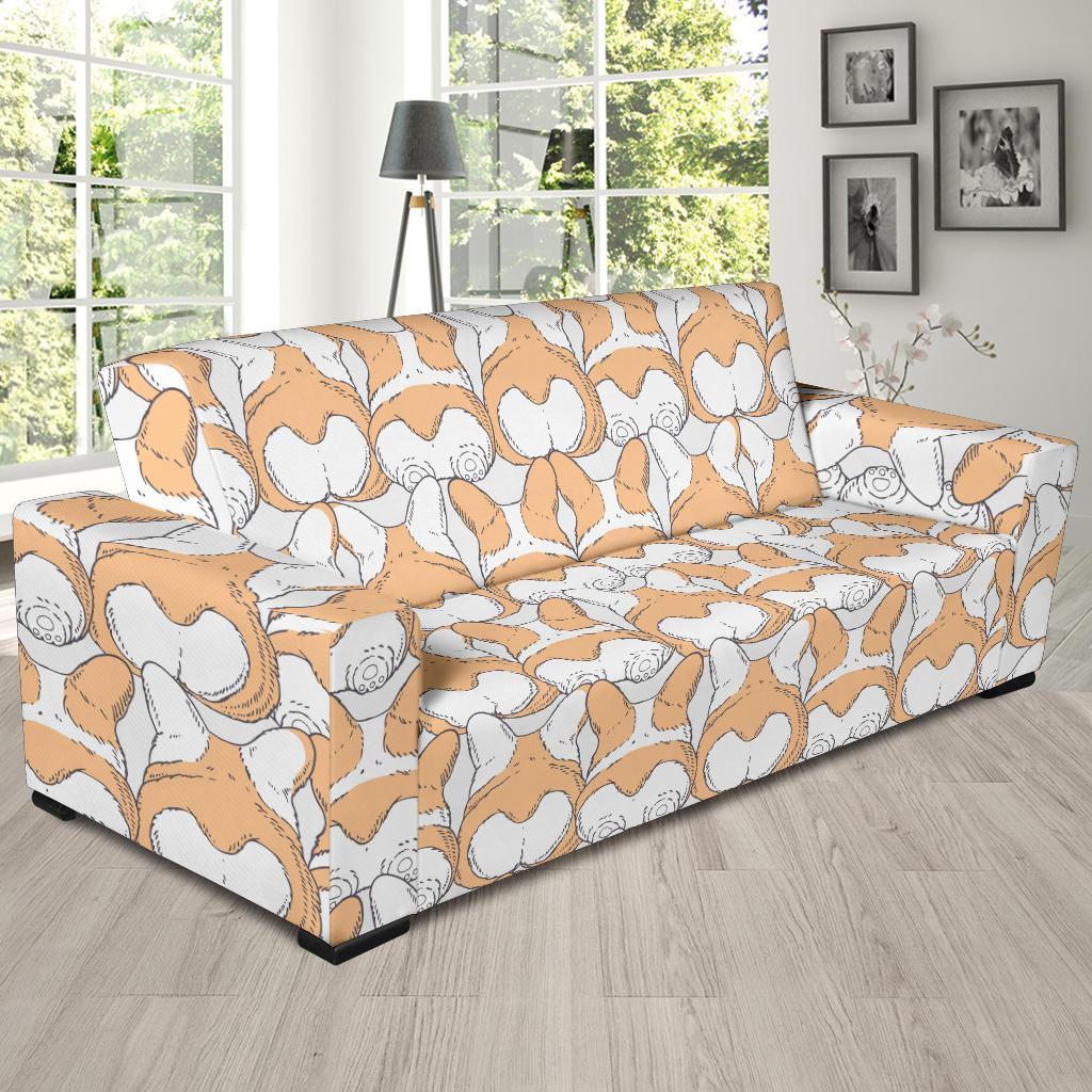 Corgi Butt Pattern Print Sofa Covers-grizzshop