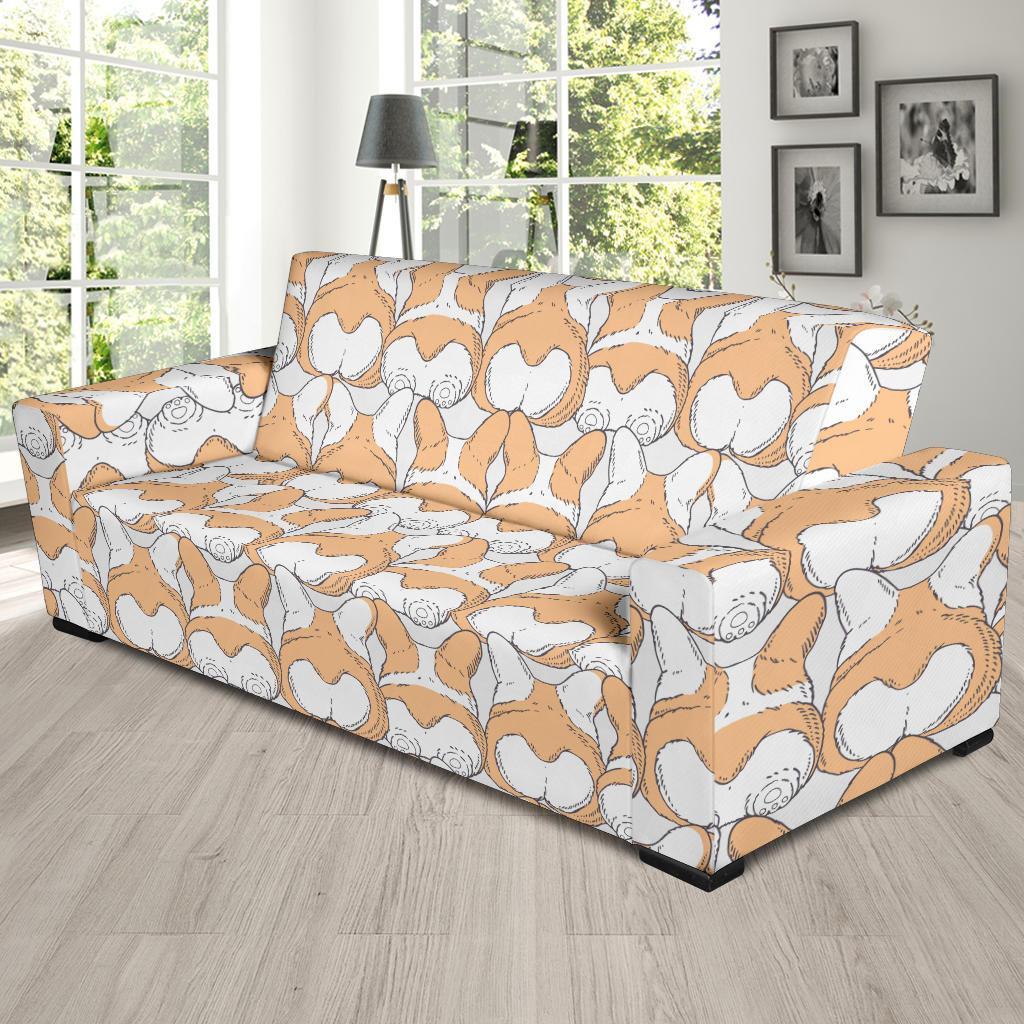 Corgi Butt Pattern Print Sofa Covers-grizzshop