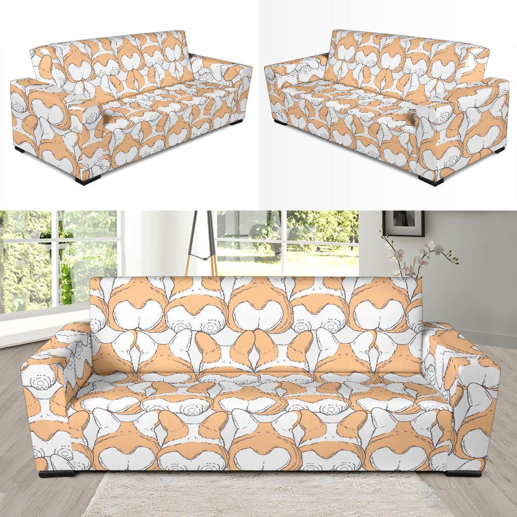 Corgi Butt Pattern Print Sofa Covers-grizzshop