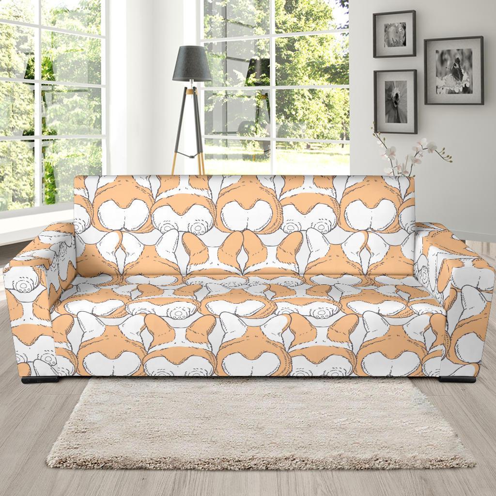 Corgi Butt Pattern Print Sofa Covers-grizzshop