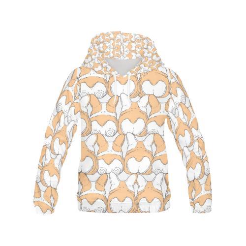 Corgi Butt Pattern Print Women Pullover Hoodie-grizzshop