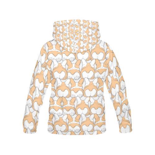 Corgi Butt Pattern Print Women Pullover Hoodie-grizzshop