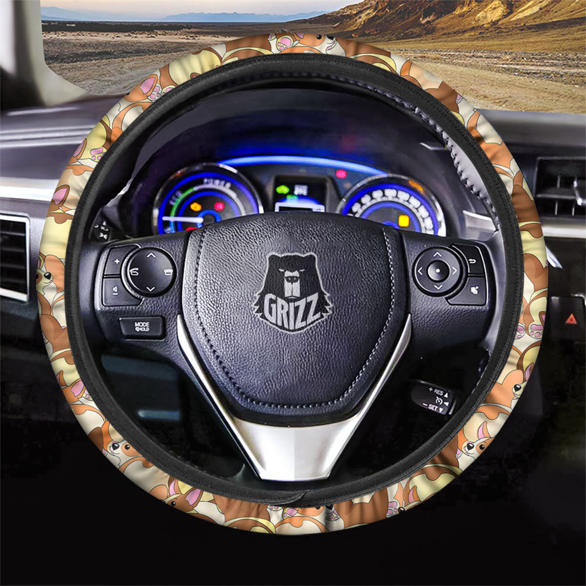 Corgi Butt Print Pattern Car Steering Wheel Cover-grizzshop