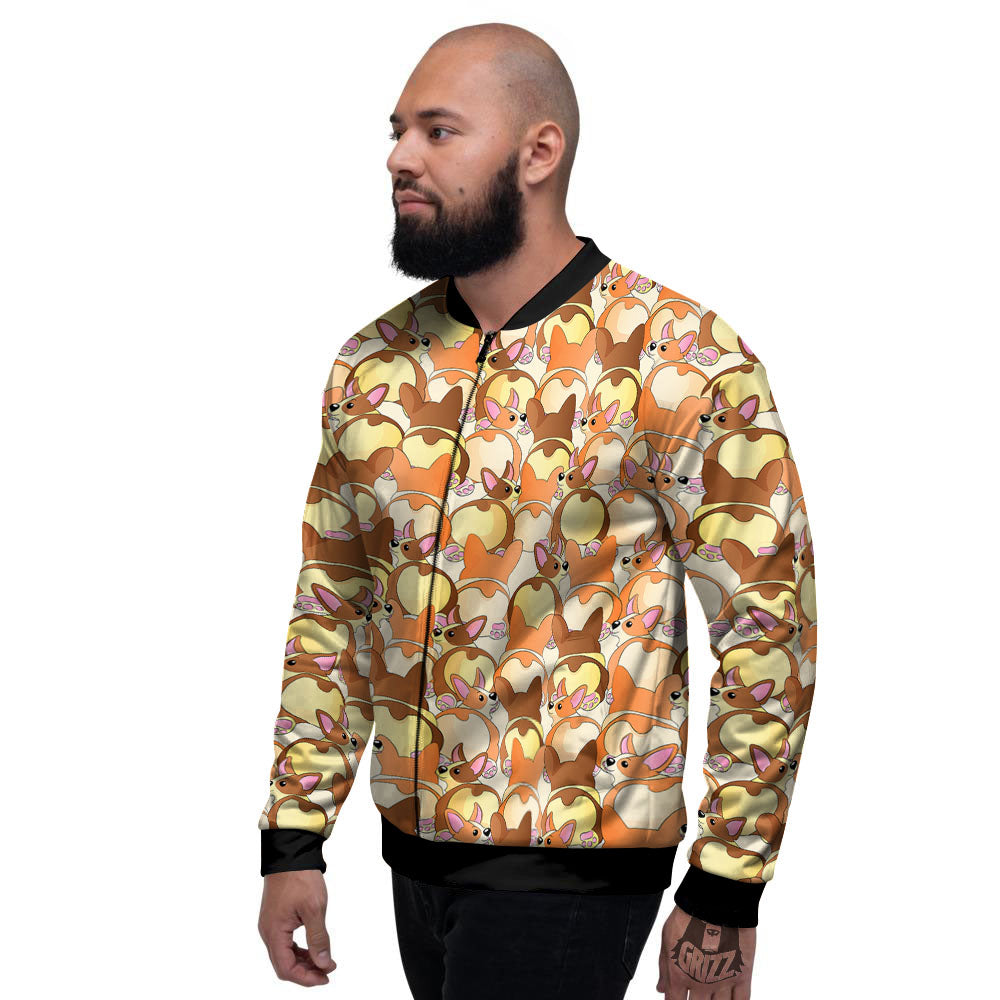 Corgi Butt Print Pattern Men's Bomber Jacket-grizzshop