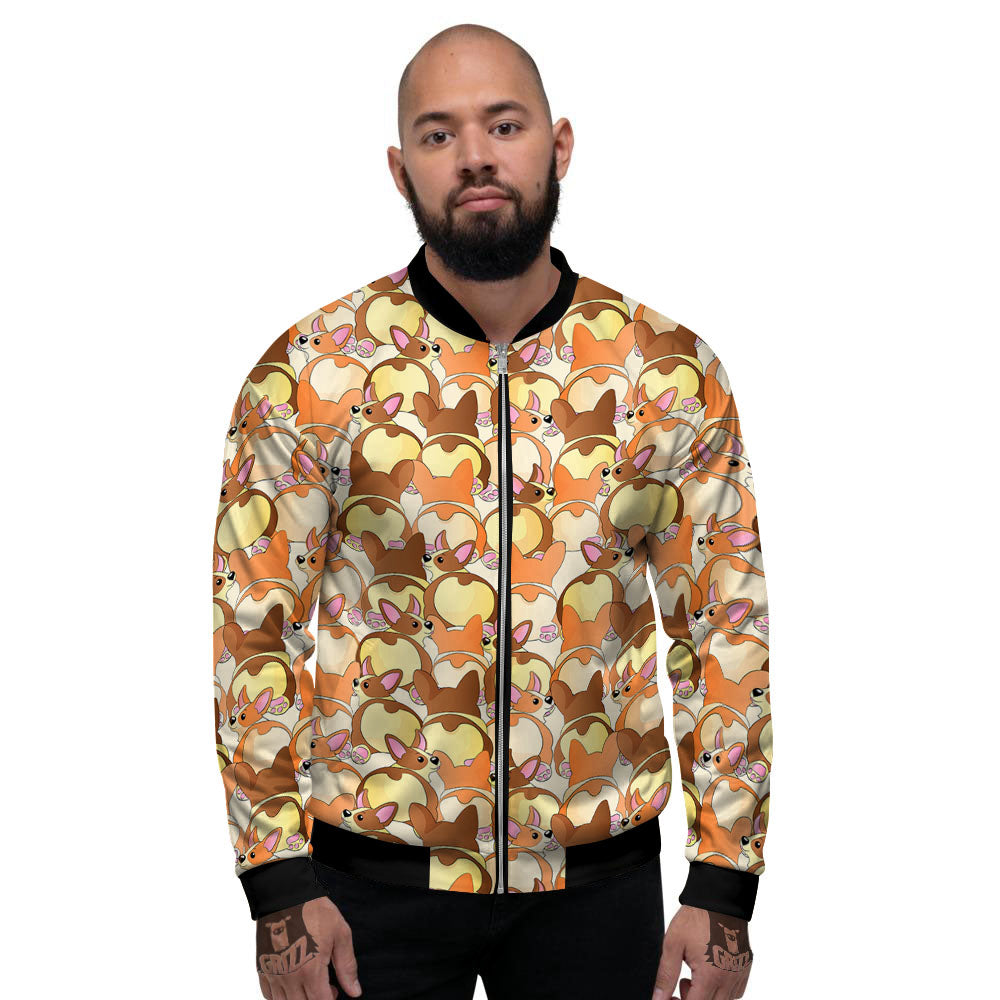Corgi Butt Print Pattern Men's Bomber Jacket-grizzshop