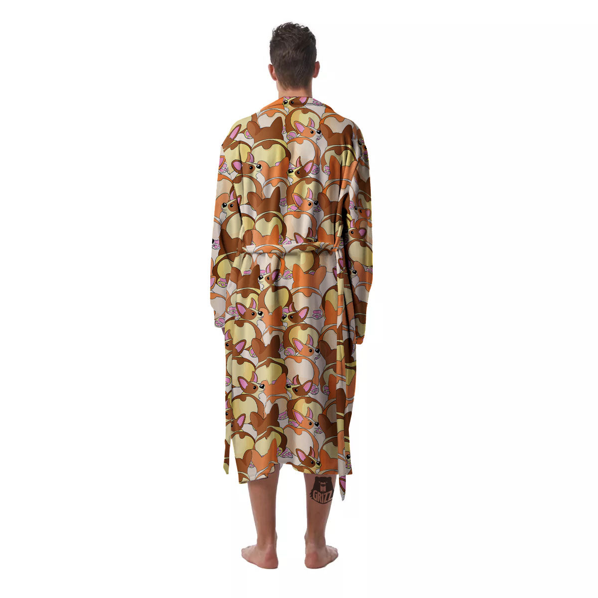 Corgi Butt Print Pattern Men's Robe-grizzshop