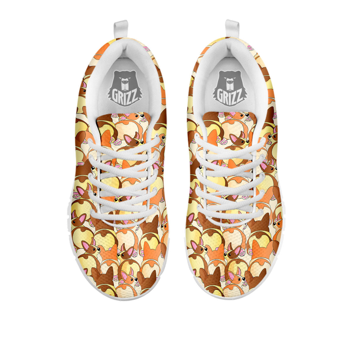 Corgi Butt Print Pattern White Sneaker-grizzshop