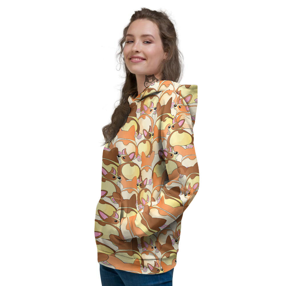Corgi Butt Print Pattern Women's Hoodie-grizzshop