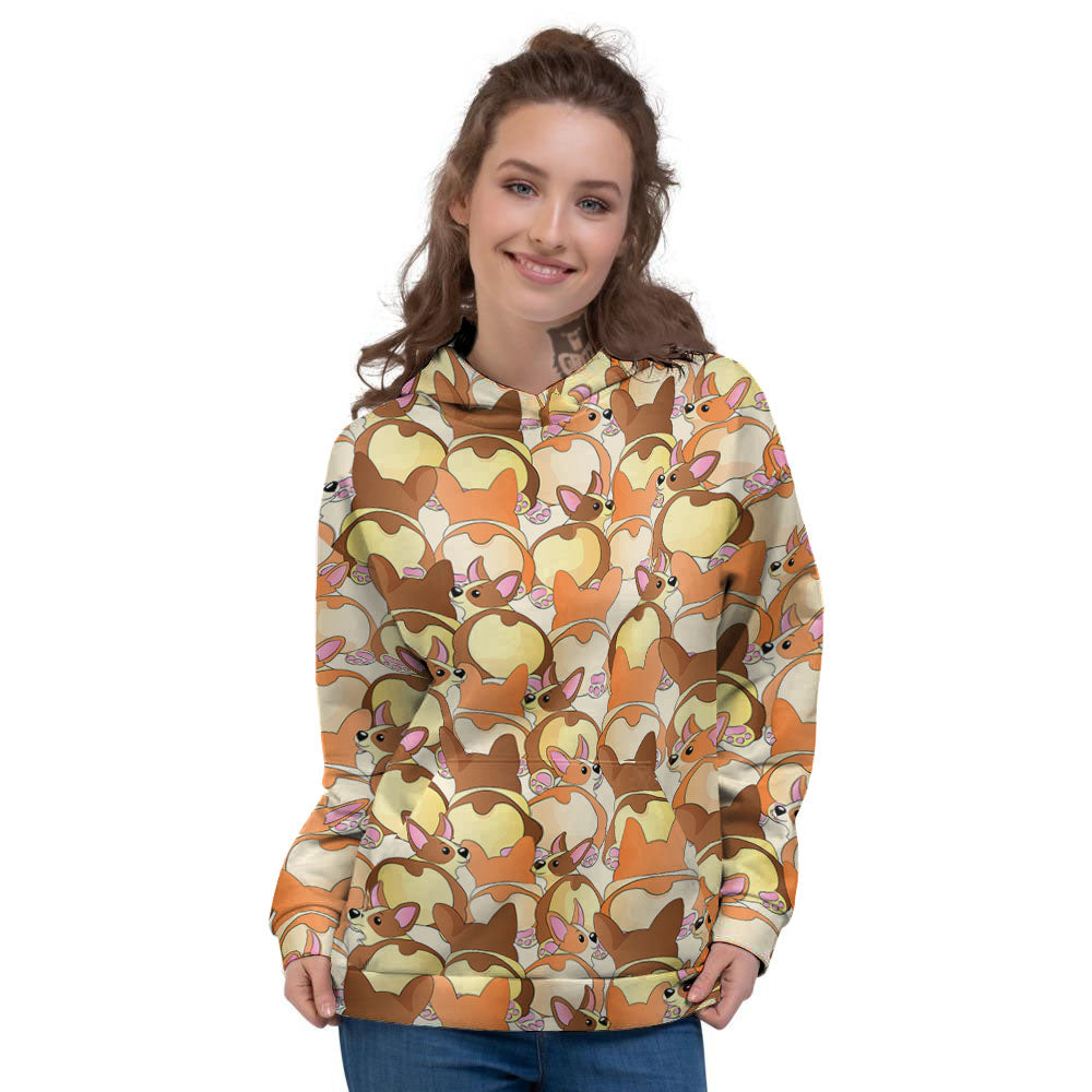 Corgi Butt Print Pattern Women's Hoodie-grizzshop