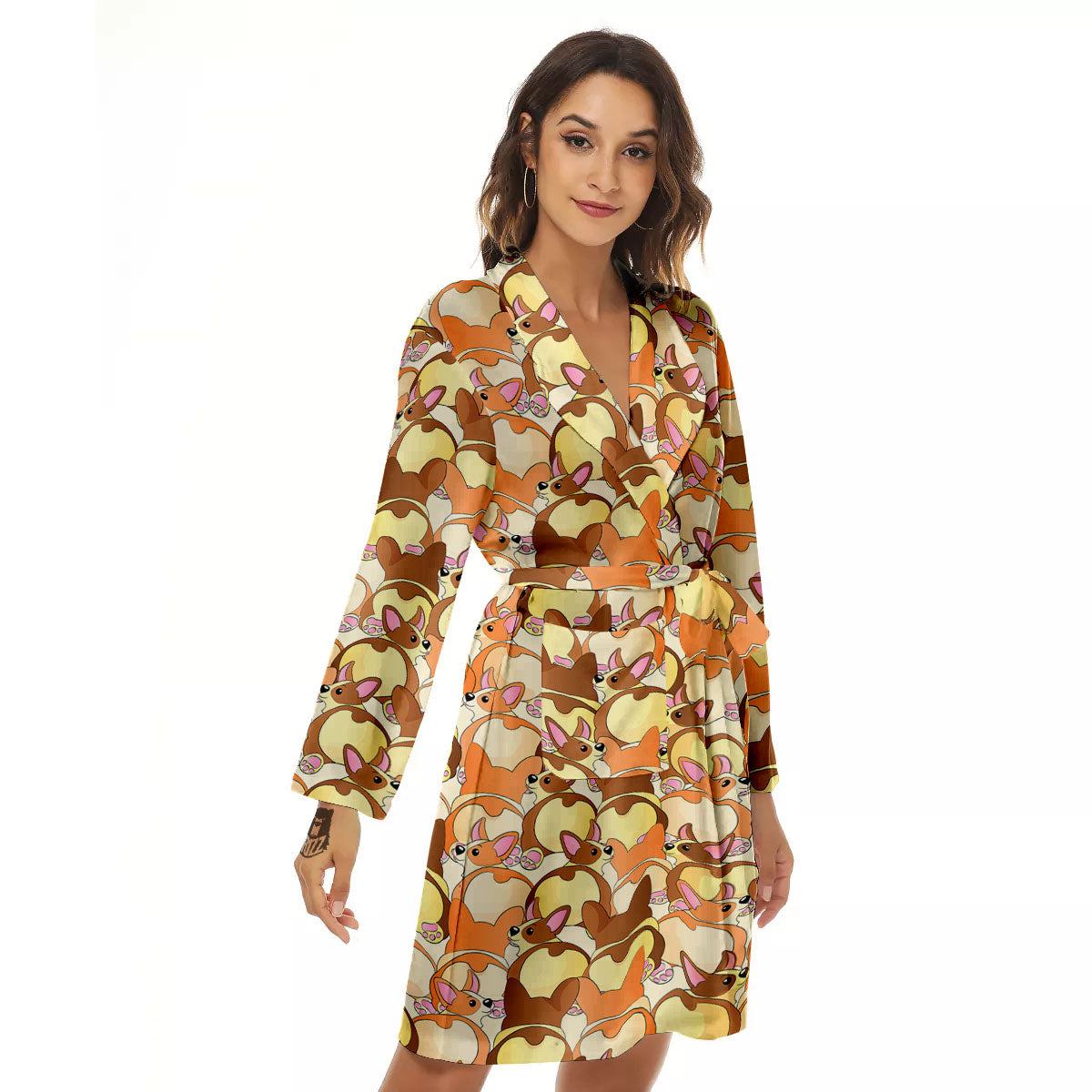 Corgi Butt Print Pattern Women's Robe-grizzshop