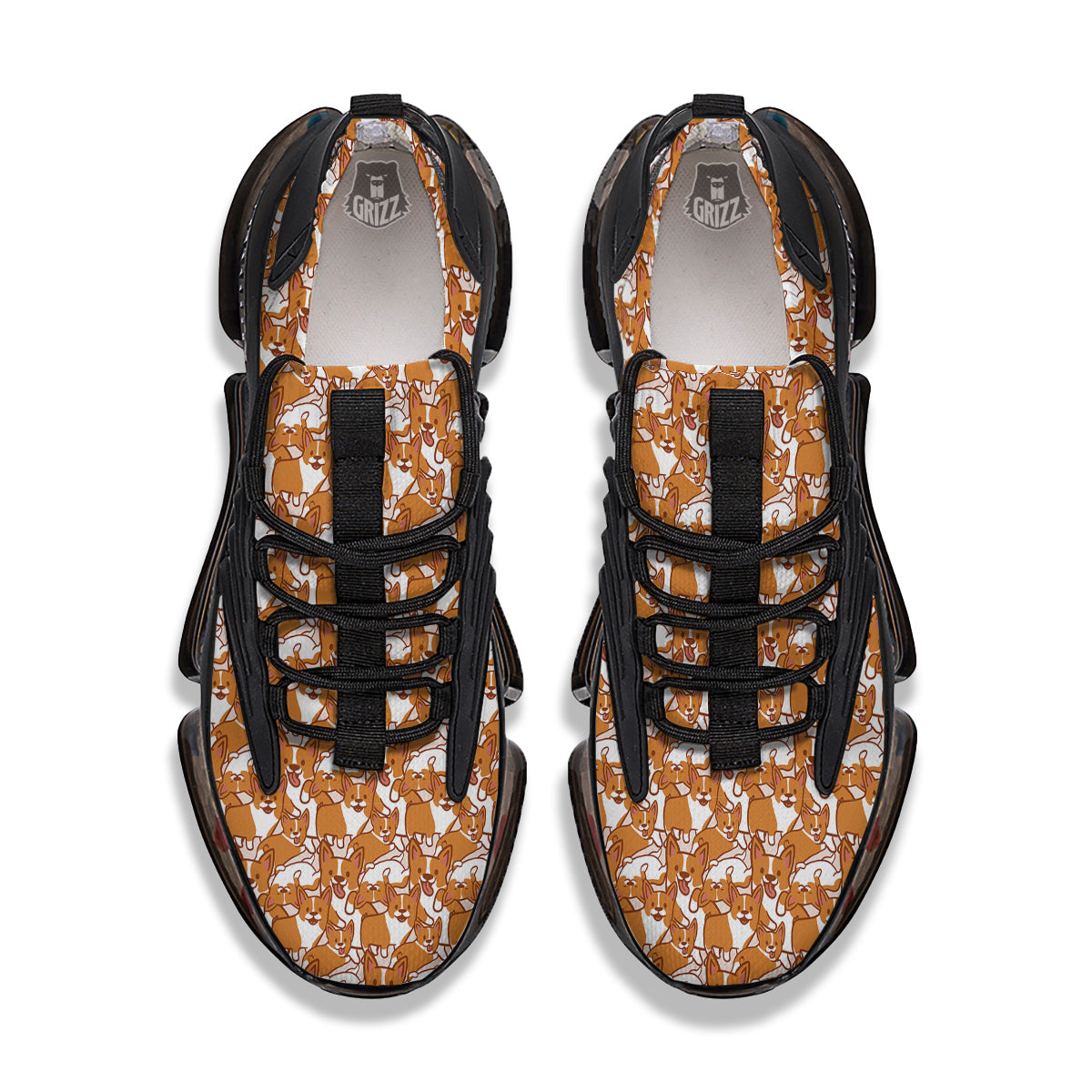 Corgi Cute Print Pattern Black Gym Shoes-grizzshop