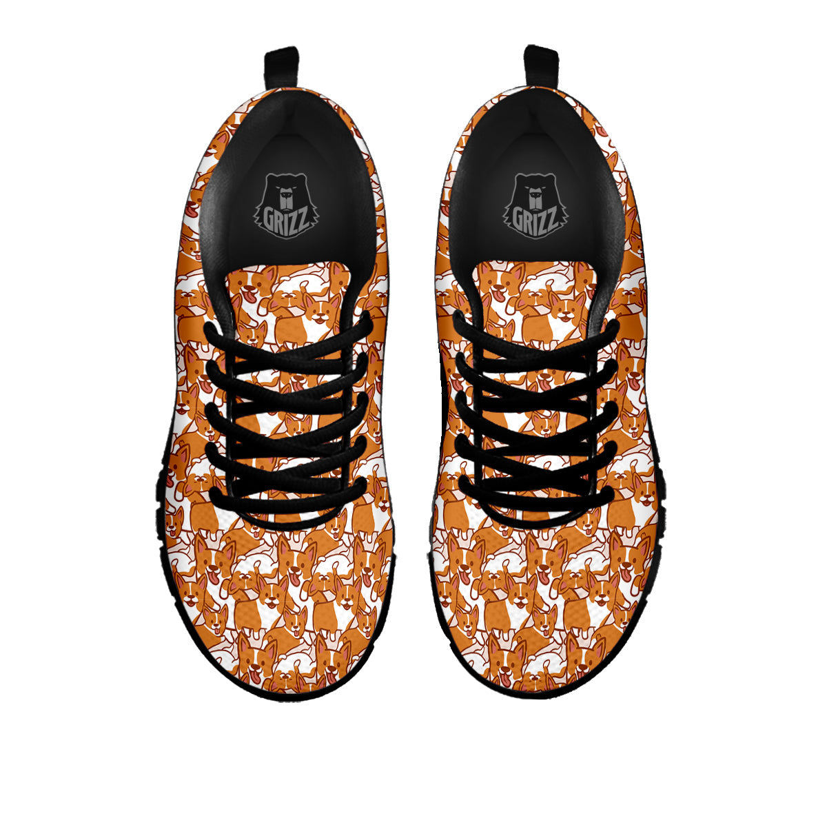 Corgi Cute Print Pattern Black Sneaker-grizzshop