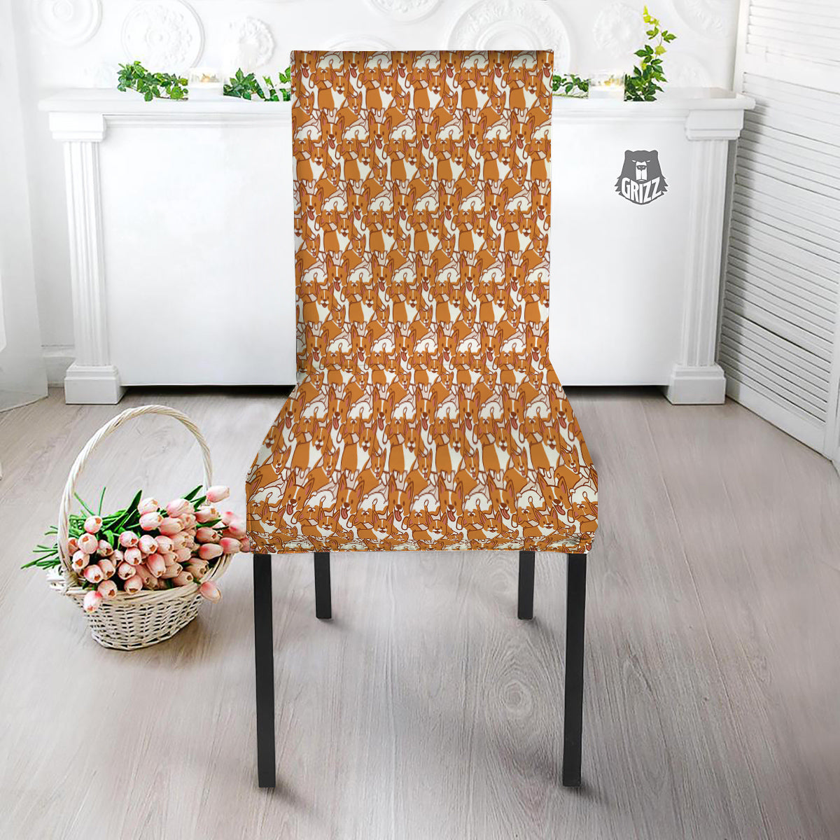 Corgi Cute Print Pattern Dining Chair Slipcover-grizzshop
