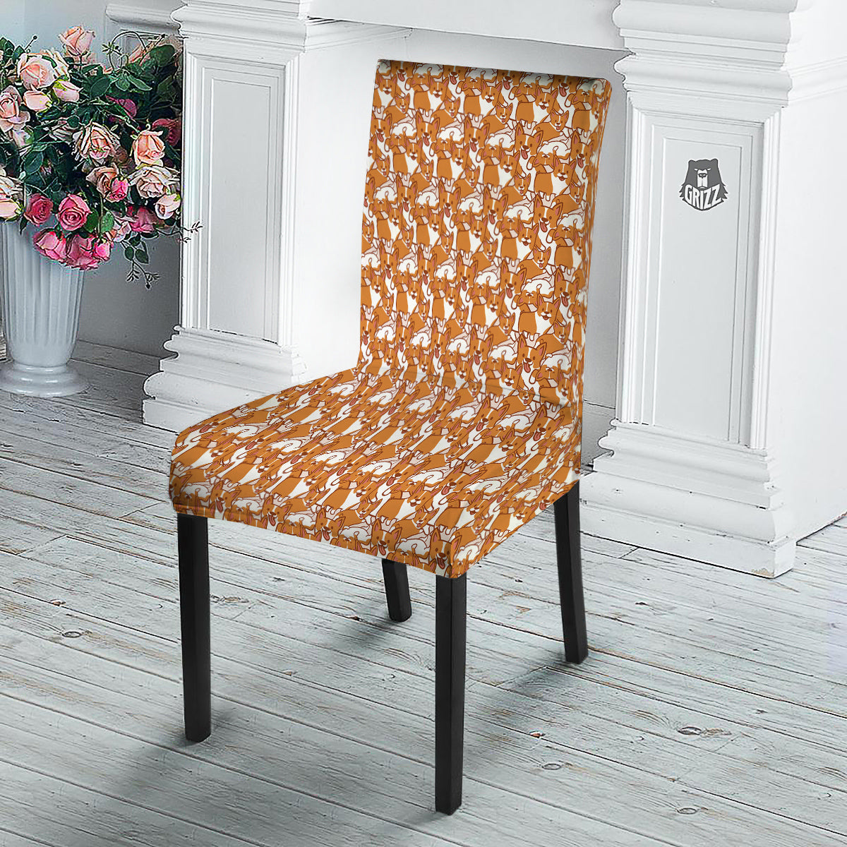 Corgi Cute Print Pattern Dining Chair Slipcover-grizzshop