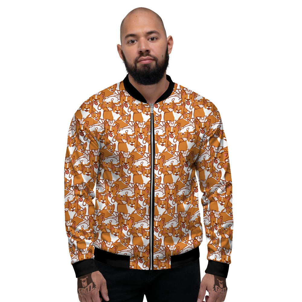 Corgi Cute Print Pattern Men's Bomber Jacket-grizzshop