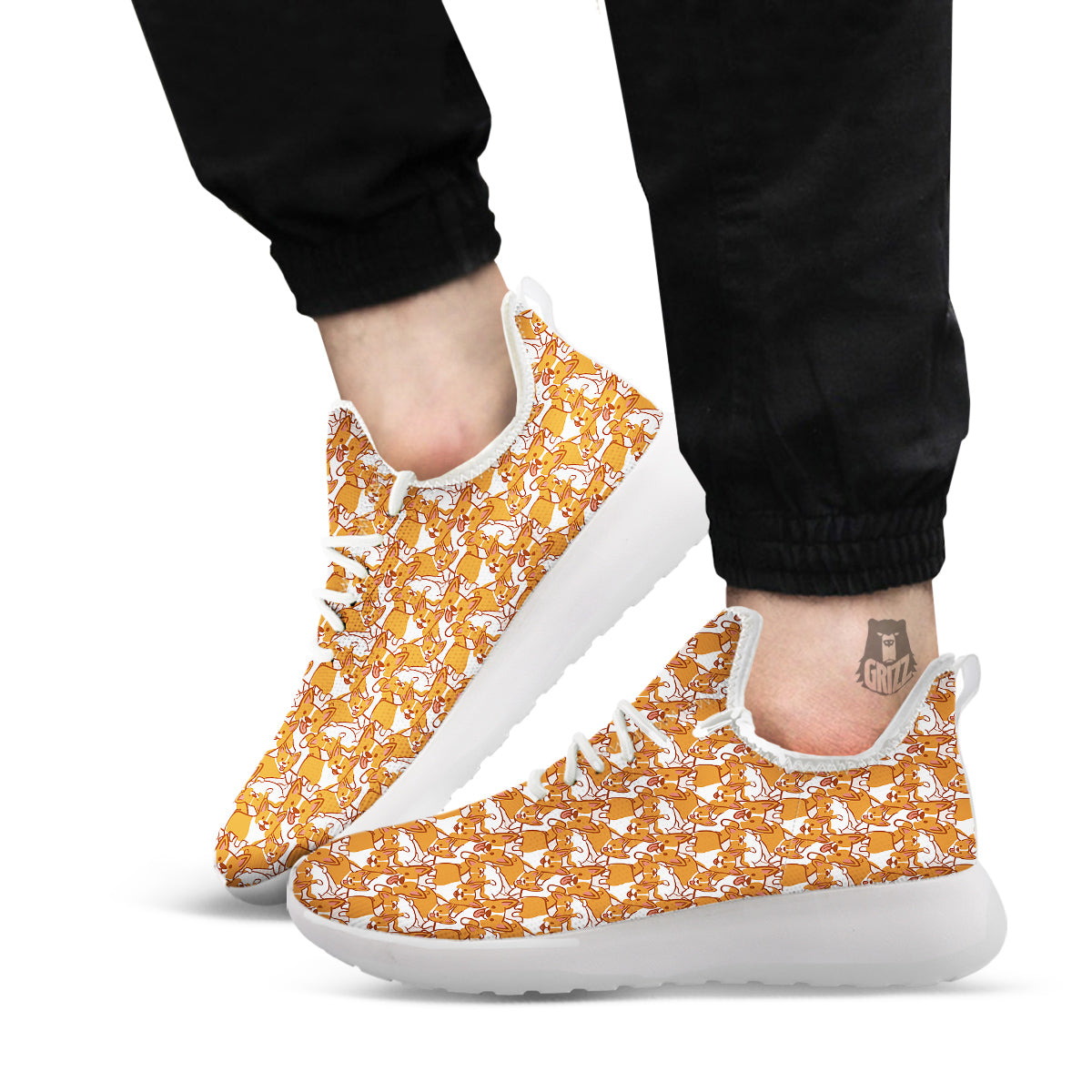 Corgi Cute Print Pattern White Athletic Shoes-grizzshop