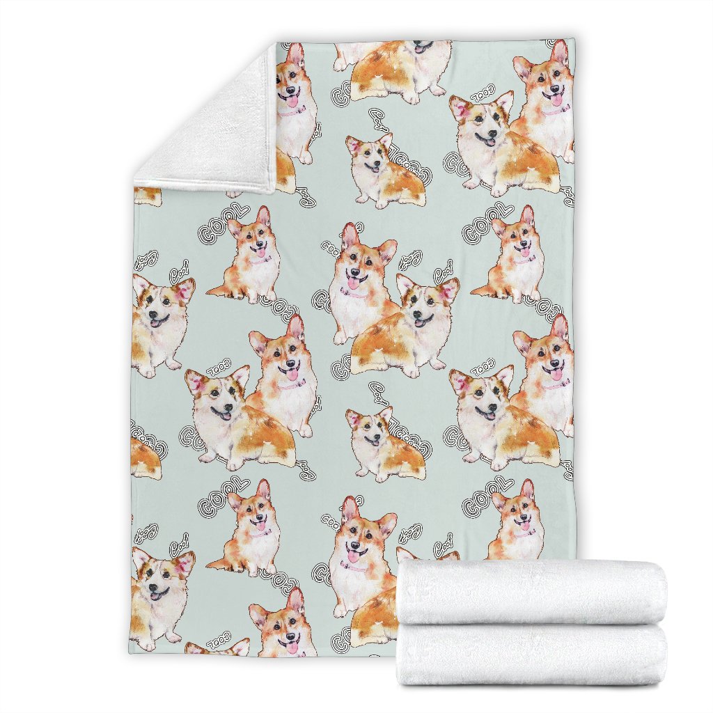 Corgi Gray Pastel Pattern Print Blanket-grizzshop