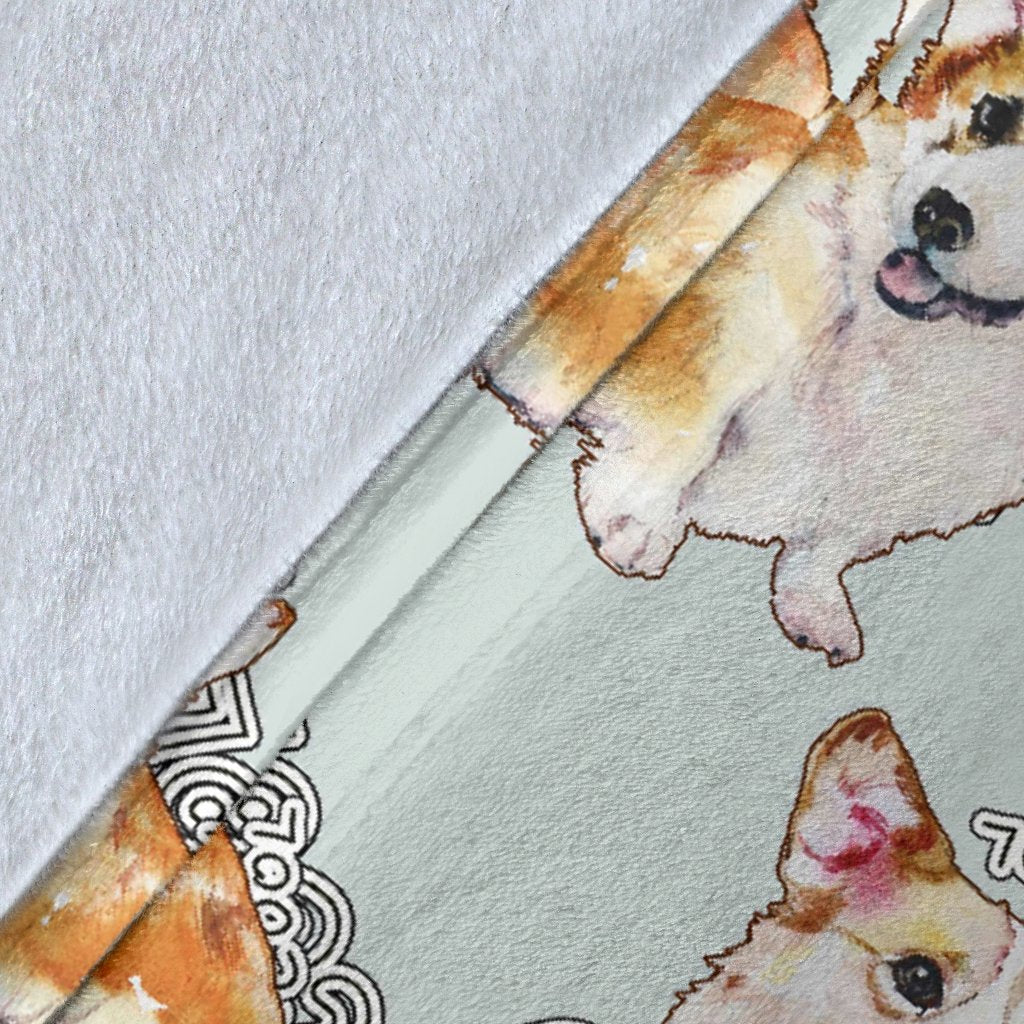 Corgi Gray Pastel Pattern Print Blanket-grizzshop