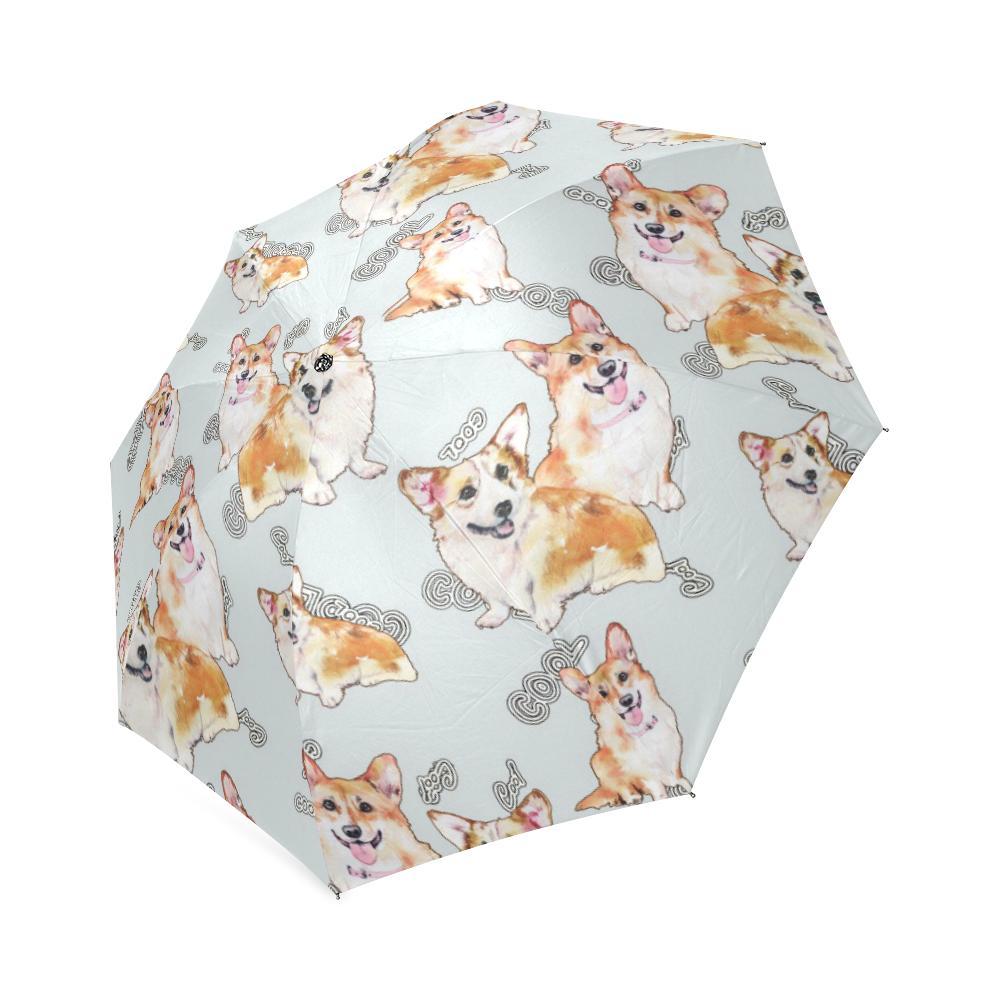 Corgi Gray Pastel Pattern Print Foldable Umbrella-grizzshop