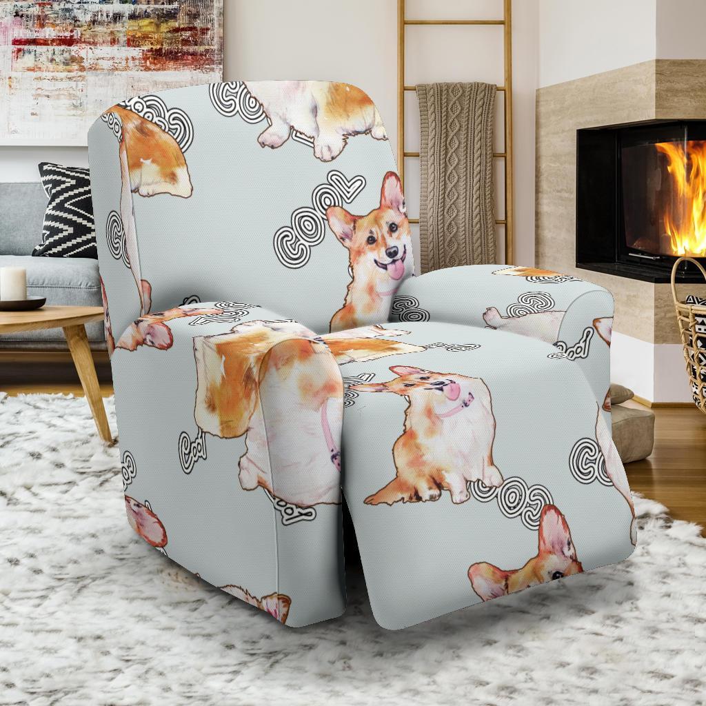 Corgi Gray Pastel Pattern Print Recliner Cover-grizzshop