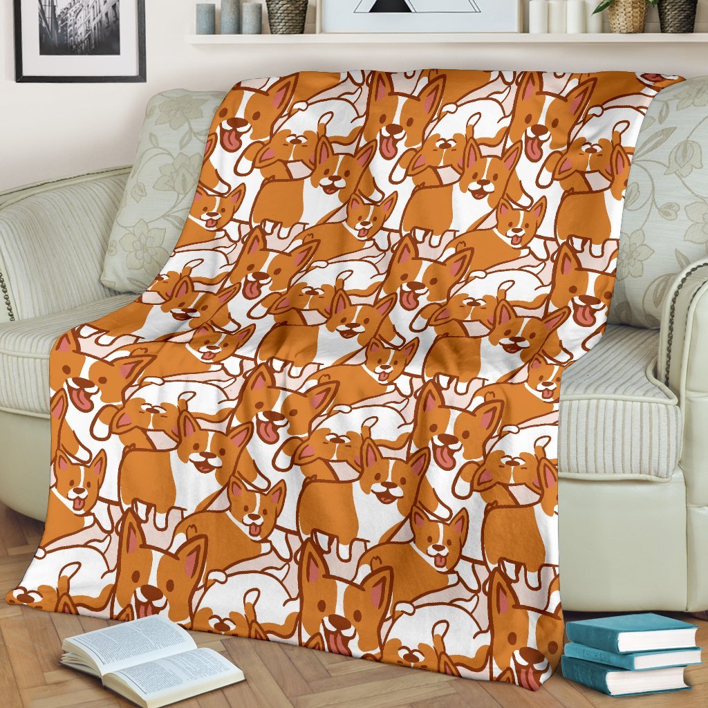 Corgi Multi Pattern Print Blanket-grizzshop