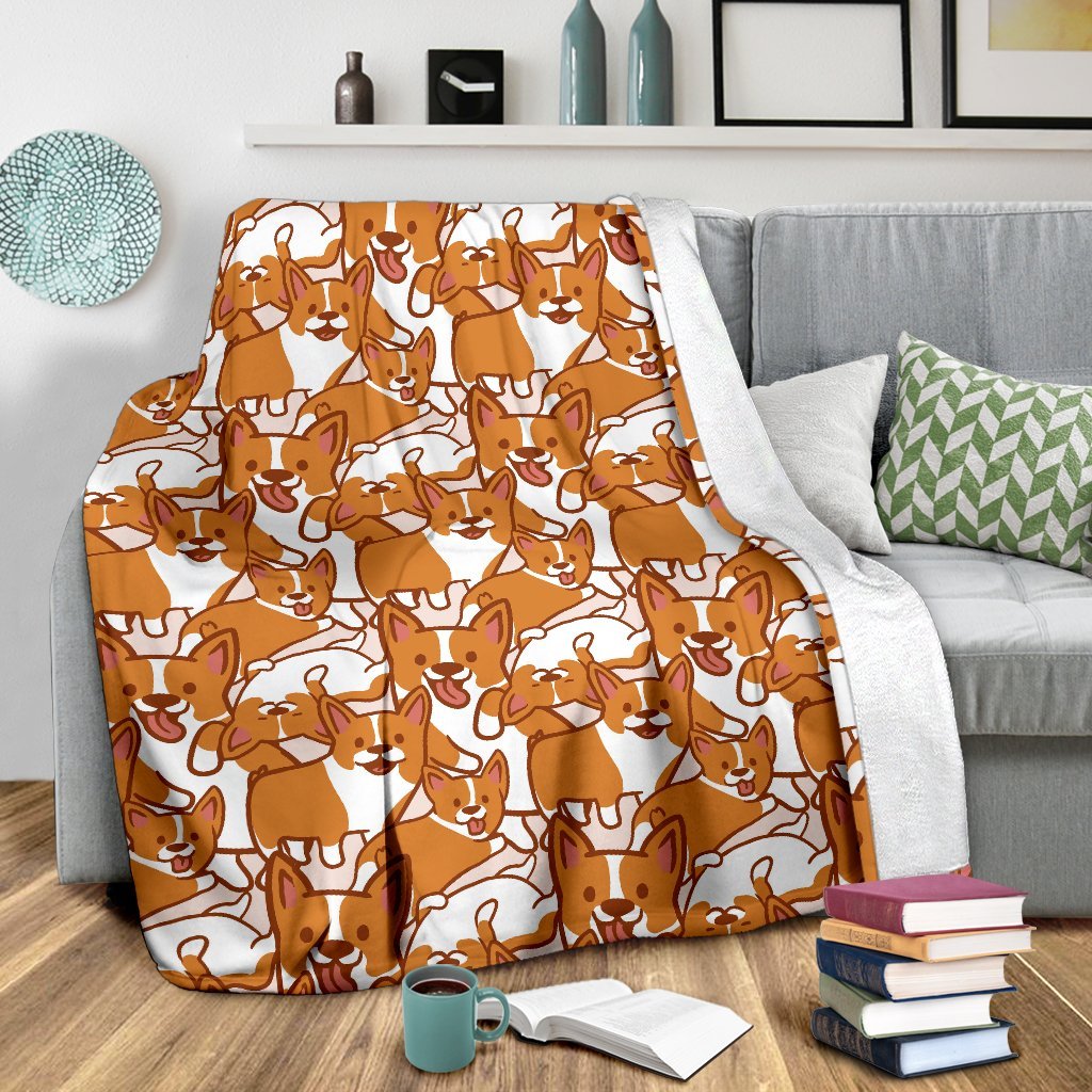 Corgi Multi Pattern Print Blanket-grizzshop