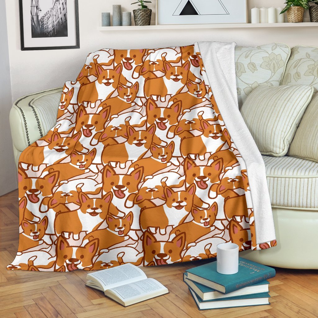 Corgi Multi Pattern Print Blanket-grizzshop