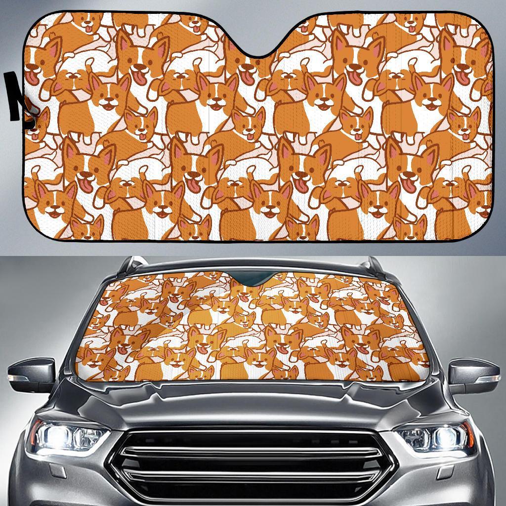Corgi Multi Pattern Print Car Sun Shade-grizzshop
