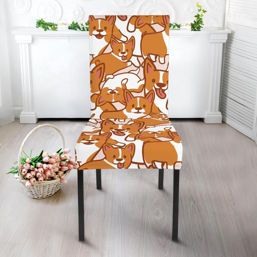 Corgi Multi Pattern Print Chair Cover-grizzshop