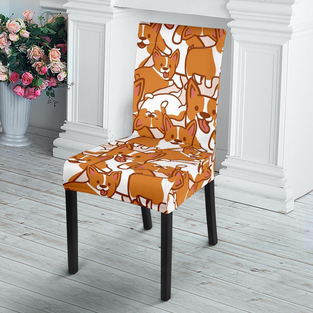 Corgi Multi Pattern Print Chair Cover-grizzshop