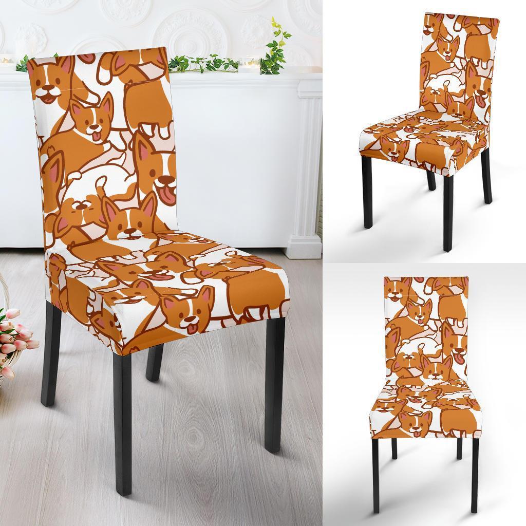 Corgi Multi Pattern Print Chair Cover-grizzshop