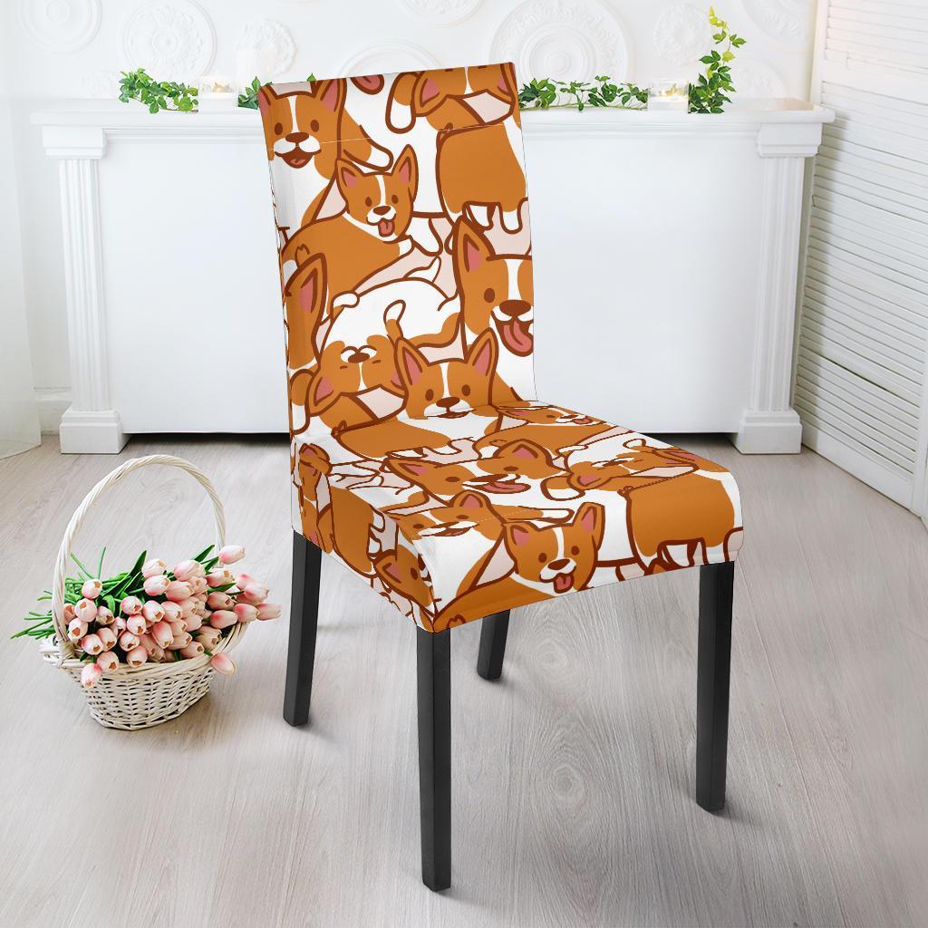 Corgi Multi Pattern Print Chair Cover-grizzshop