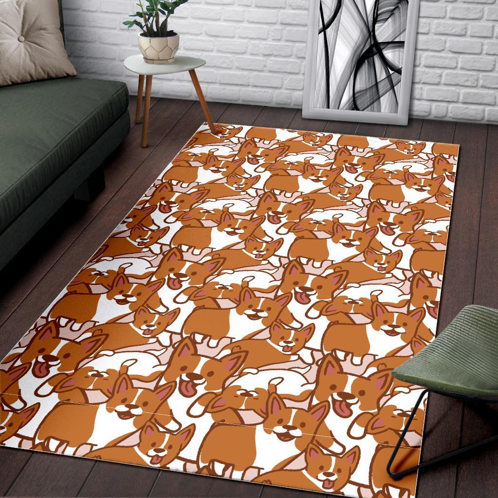 Corgi Multi Pattern Print Floor Mat-grizzshop