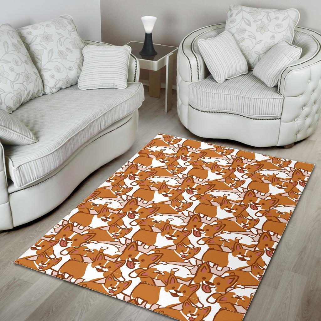 Corgi Multi Pattern Print Floor Mat-grizzshop