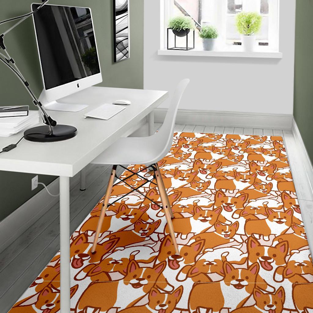 Corgi Multi Pattern Print Floor Mat-grizzshop