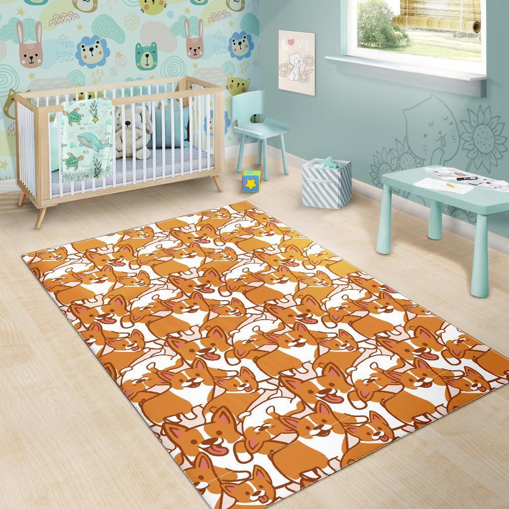 Corgi Multi Pattern Print Floor Mat-grizzshop