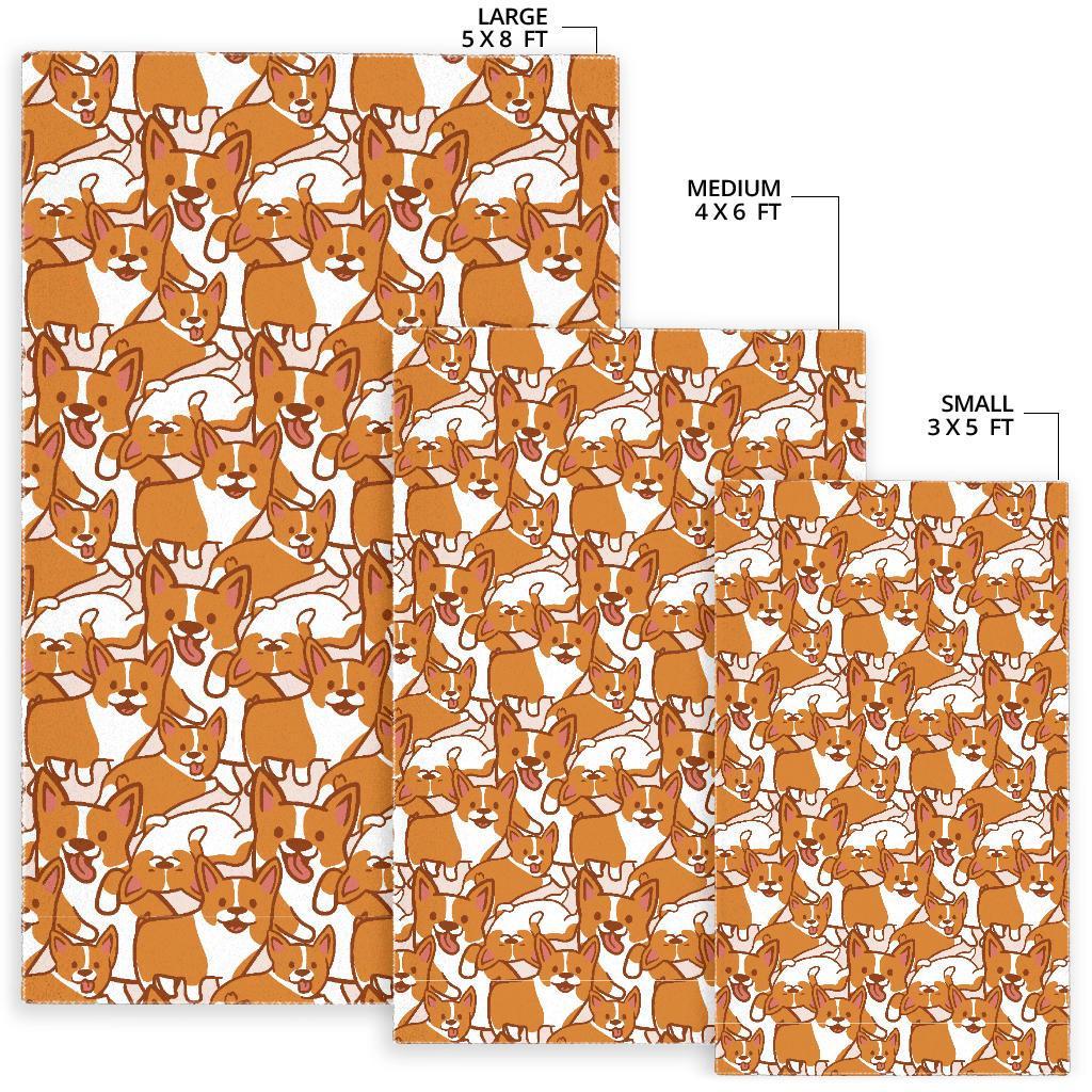 Corgi Multi Pattern Print Floor Mat-grizzshop