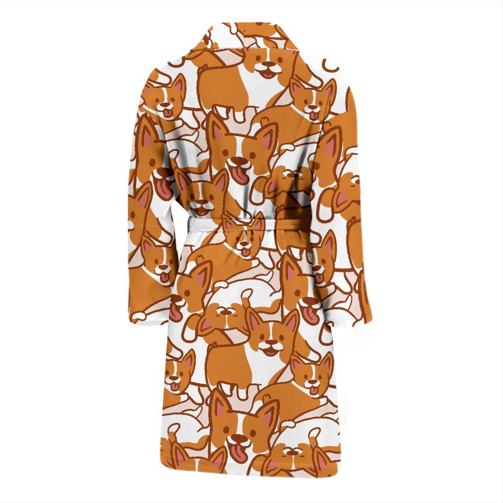 Corgi Multi Pattern Print Men Long Robe-grizzshop