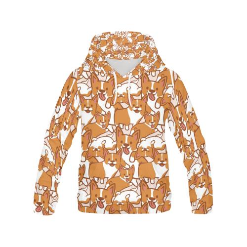 Corgi Multi Pattern Print Men Pullover Hoodie-grizzshop