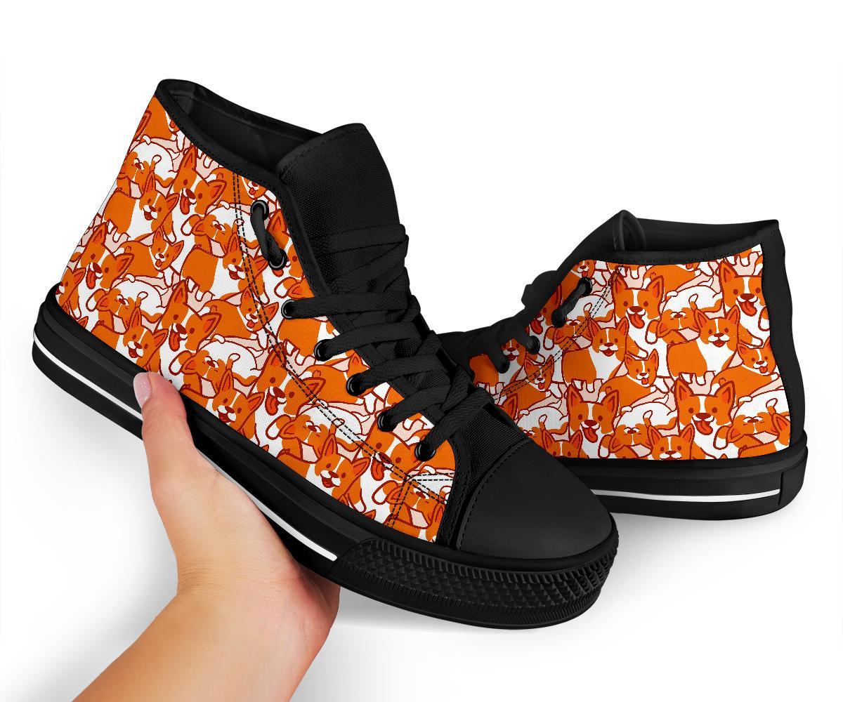 Corgi Multi Pattern Print Men Women's High Top Shoes-grizzshop