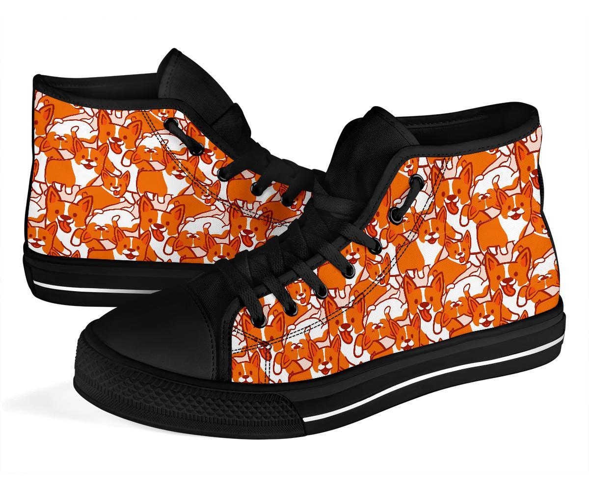 Corgi Multi Pattern Print Men Women's High Top Shoes-grizzshop