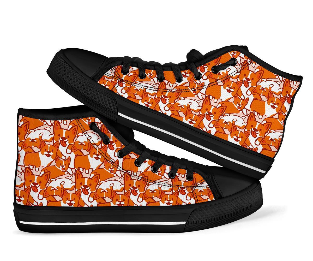 Corgi Multi Pattern Print Men Women's High Top Shoes-grizzshop