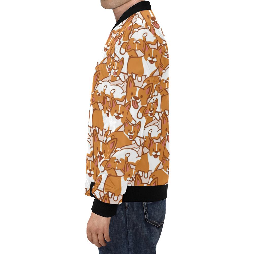 Corgi Multi Pattern Print Men's Bomber Jacket-grizzshop