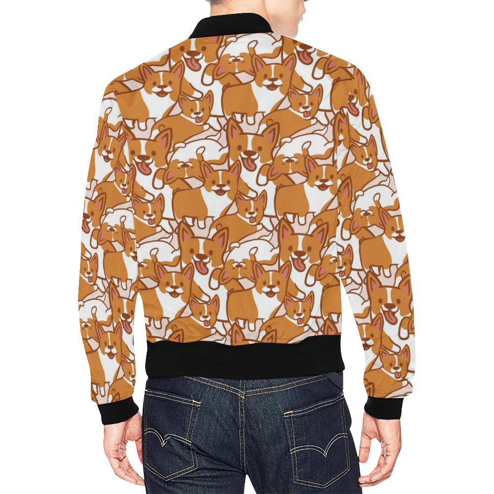 Corgi Multi Pattern Print Men's Bomber Jacket-grizzshop