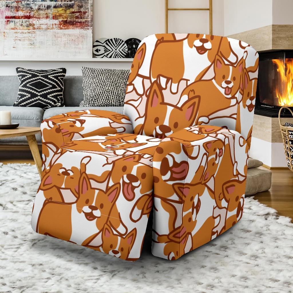 Corgi Multi Pattern Print Recliner Cover-grizzshop