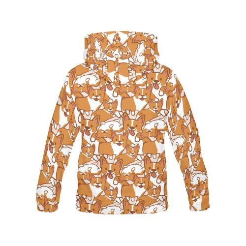 Corgi Multi Pattern Print Women Pullover Hoodie-grizzshop