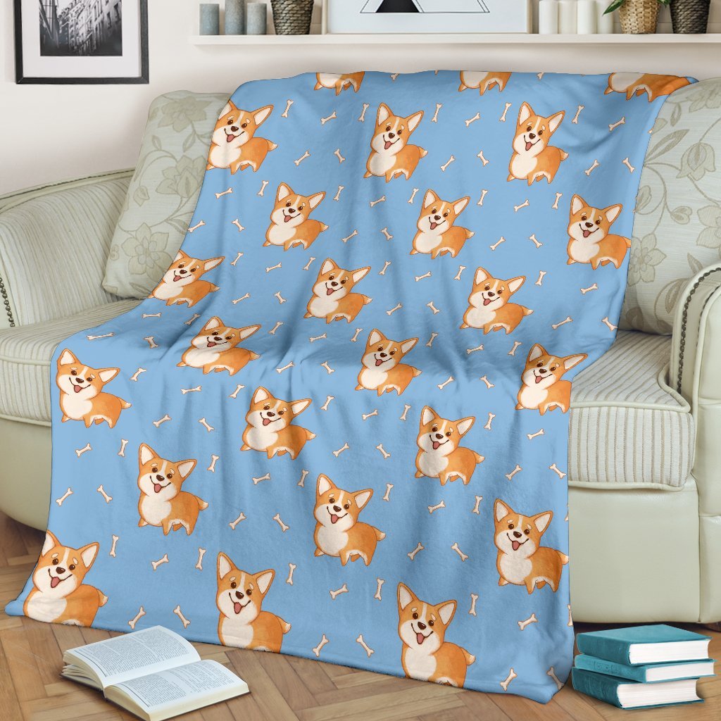 Corgi Pattern Print Blanket-grizzshop