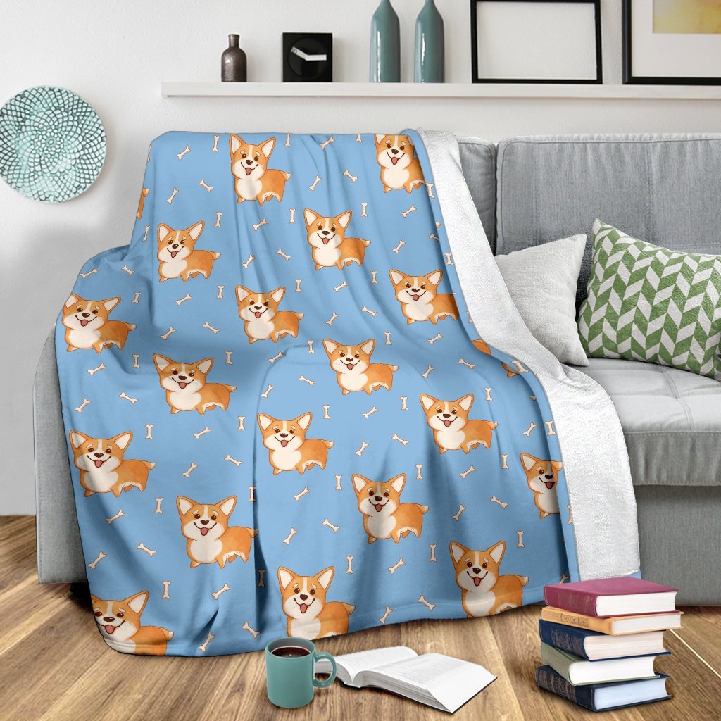 Corgi Pattern Print Blanket-grizzshop