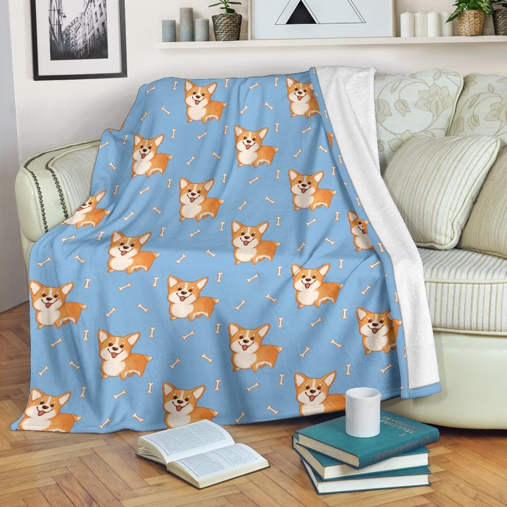 Corgi Pattern Print Blanket-grizzshop