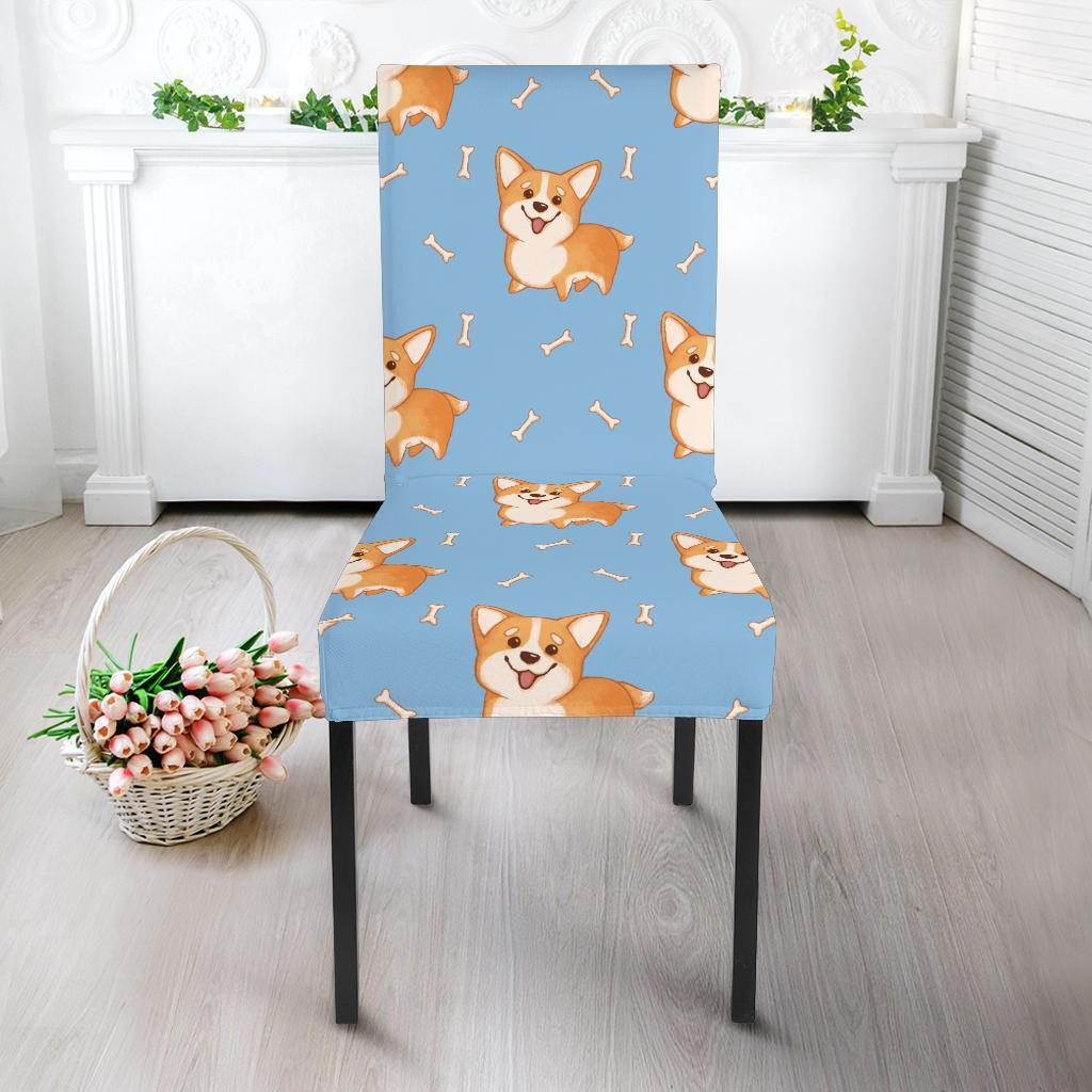 Corgi Pattern Print Chair Cover-grizzshop